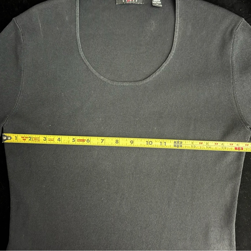 Women’s Black Sweater - Cyrus - Scoop Neck & 3/4 Sleeves with Fringe - Size M - Picture 9 of 16